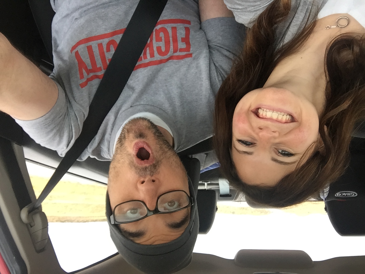 Diana and Trevor selfie on way to Vegas